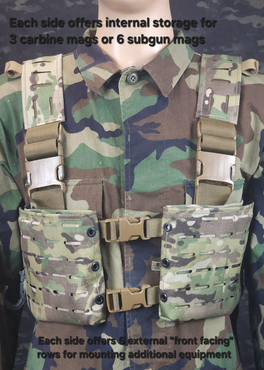 Split front tombstone chest rig